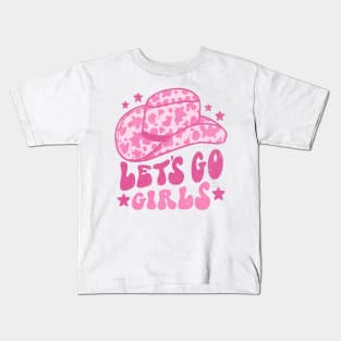 Lets Go Girls Retro Space Cowgirl Hat Pink Kids T-Shirt